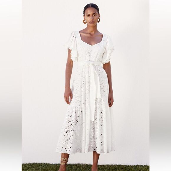 Zara openwork embroidered midi dress - Picture 6 of 13